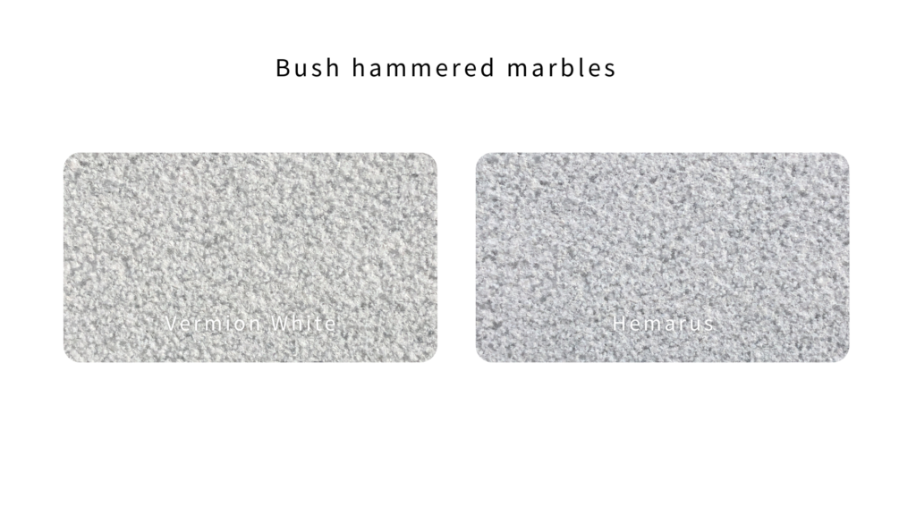 2 different marbles with bush hammered surface finish