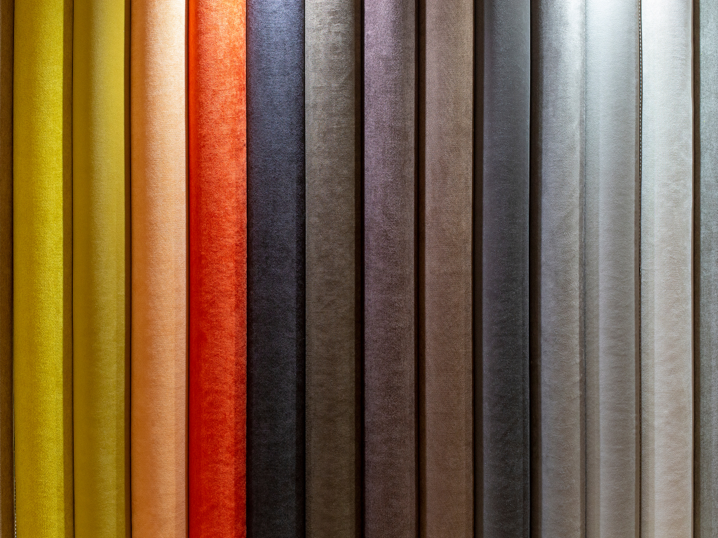 Image showing pieces of fabric in yellow, red, brown, black and grey shades