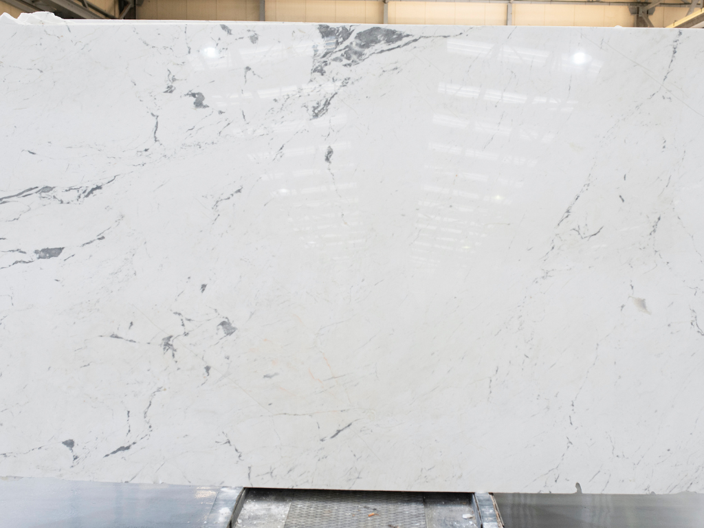 White marble slab prima marble with grey veins, as one of the best ideas for kitchen countertops